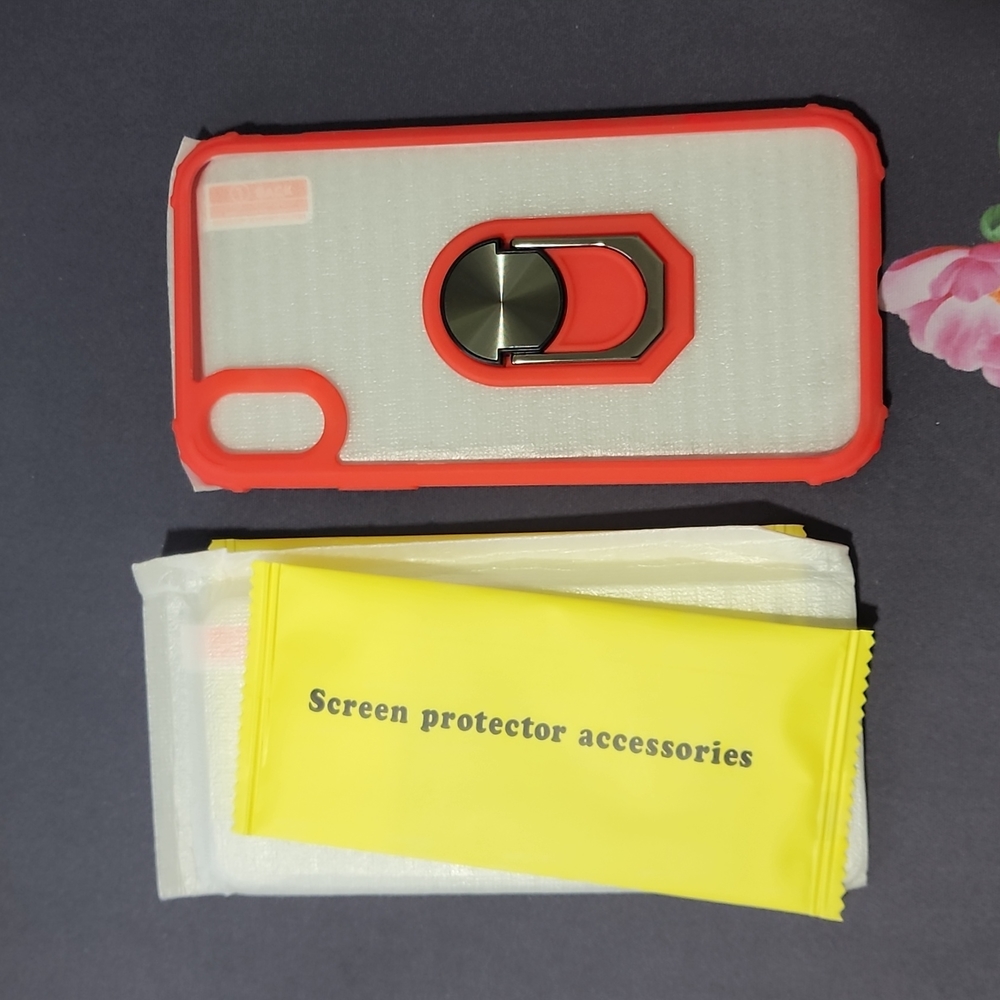 iPhone Xs Cell Phone Case with screen protector, Red